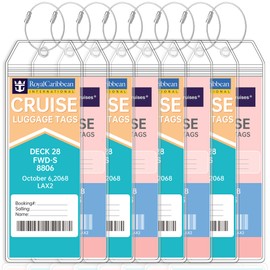 Teskyer 8 Pcs Cruise Luggage Tag Holder Compatible with Royal Caribbean, Celebrity Cruises, Marella (TUI) Cruise, Waterproof, Clear, Durable, Cruise Luggage Tags with Zip Seal, Cruise Essentials