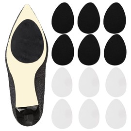 Shoe Grips on Bottom of Shoes, Silica Gel Non Slip Shoe Pads Self Adhesive Shoe Sole Stickers for Heels Anti Slip (Black 6 pcs +White semi-Transparent 6 pcs)