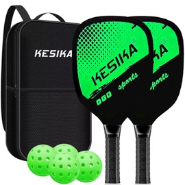 Pickleball Paddles Set of 2, Lightweight Pickleball Rackets Set, 1 Carrying Case, & 4 Balls