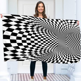 Checkered Illusion Flag - Chequered Flag - Funny Flag - 110Den polyester - Double-sided Print - 4 brass eyelets, large 5ft x 3ft