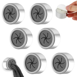 Prasacco 6 Pcs Self Adhesive Dish Towel Holder - Round Wall Mount Towel Hooks for Home, Kitchen, Cabinet, Bathroom, Garage, RV