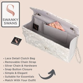 SwankySwans Women's Rachel Clutch Bag, Silver