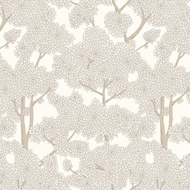 JiffDiff Tree Wallpaper Peel and Stick Jungle Wall Paper Forest Mural Stick on Wallpaper Modern Waterproof Self Adhesive Contact Paper (17.3" x 120" Cream)