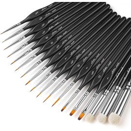Dry Brush Miniature Painting - golden maple 18 Pieces Large Dry Brush Set with Miniature Detail Brush Set 3/0 5/0 10/0 for Effortless Miniature Painting, Scale Model, Citadel
