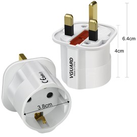 VGUARD European to UK Adapter- 6 Pack Plug Adaptor EU to UK Plug Adapter 2 Pin Plug Adaptor to 3 Pin for Travel Converter from France, Italy, Spain, Germany to UK- White