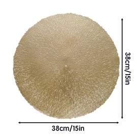 MORAINJAY Gold Placemats Set of 6,38CM/15inch Place mats for Table, Round PVC Table Placemats,Heat Resistant Non-Slip,Elegance Design Dinning Mats for Wedding,Restaurant,Party Decor(ST031TJ)