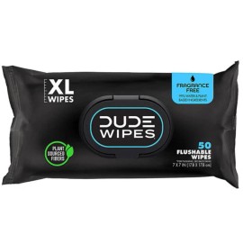 ðŸ’¥50 DUDE WIPES XLðŸ’¥ Fragrance Free Flushable Septic & Sewer Safe FREEâ˜†SHIPPING