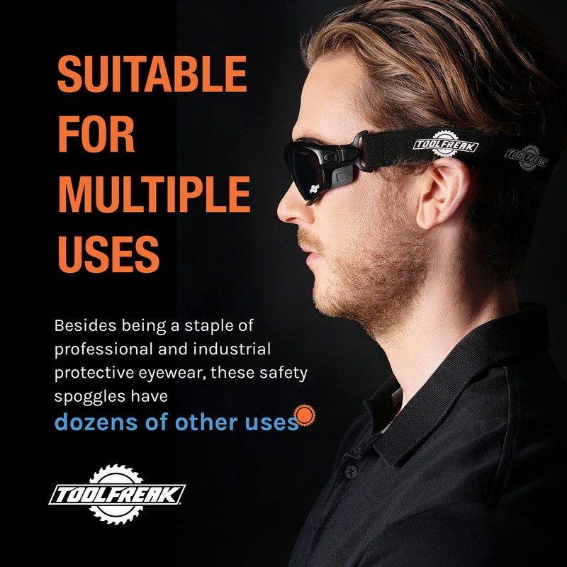 ToolFreak Spoggles Safety Glasses, Anti Glare Distortion Free Smoke Tinted