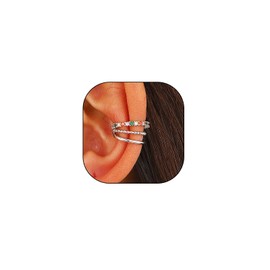 Rrdaily Non Piercing Ear Cuff Earring for Women,Colorful Sparkling Rhinestone Beads Clip On Cartilage Earring Minimalist Ear Clip Earrings Accessories Gifts (Silver)
