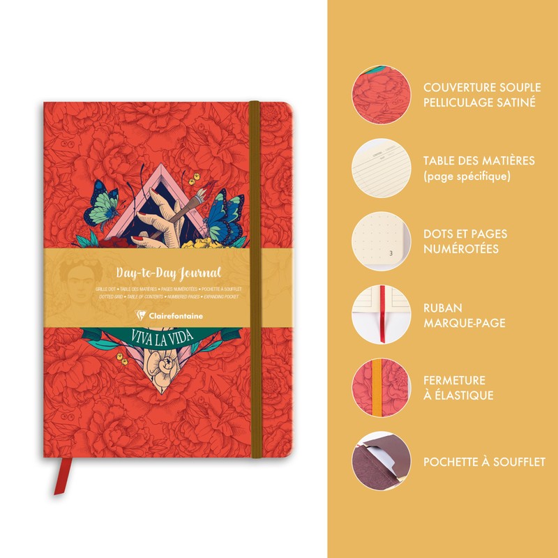 Clairefontaine 116220C Frida Kahlo, DaytoDay Diary 19 x 25 cm,