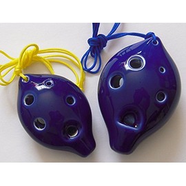 Great Deal! Soprano C + Soprano G Key 6 Holes Blue Glaze Ceramic Ocarina - Great Gift, Easy to Carry and Learn. Linn's Arts!