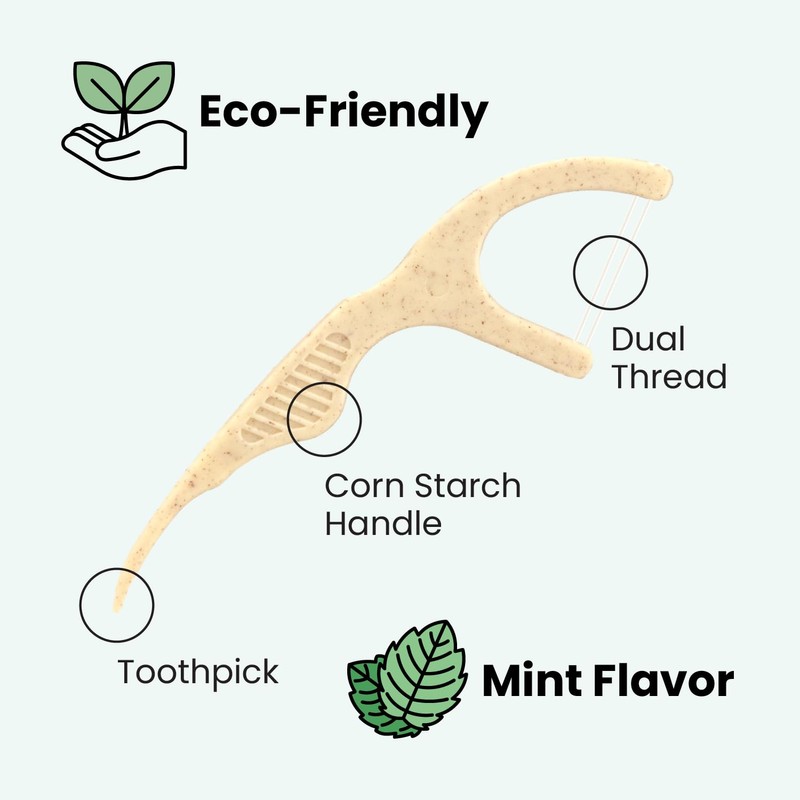 Lindo Eco Floss Picks 200 pcs with Travel Case (Dual