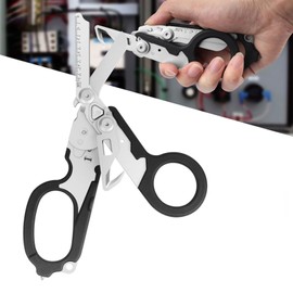 Elegital Emergency Response Shears, Stainless Steel Foldable Scissors Pliers, Outdoor Camping Rescue Scissors Tools (Black)