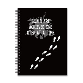 YAZMEEN Inspirational Blank Spiral Notebook（160 Pages） Goals are Achieved One Step at A Time Hardcover Sketchbook Encouragement Notebook Journal Funny Birthday Gift for Teen Teacher Student Coworker