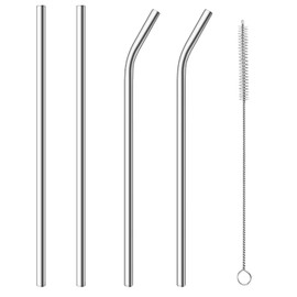 MCYXX Reusable Straw Stainless Steel Straws,Drinking Straws -10.5" Ultra Long 4 + 1 Cleaning Brush for 20/30 Oz for Yeti/RTIC/Ozark/Reduce/Trail and More Brand Tumblers