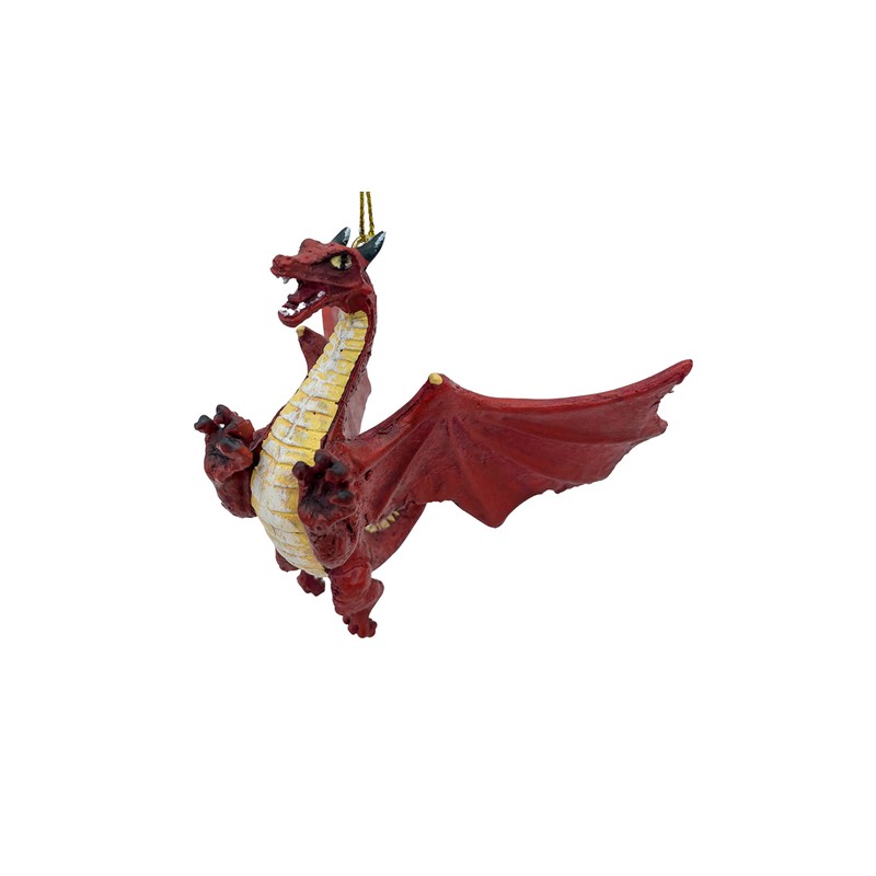 Red Flying Gothic Dragon Fantasy Christmas Tree Hanging Ornament Statue