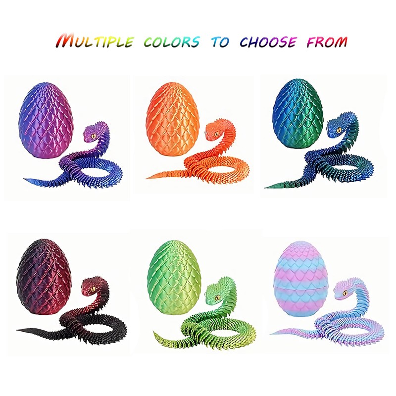 XCDTXJL 3D Printed Snake Egg with Flexible Joints Realistic Snake