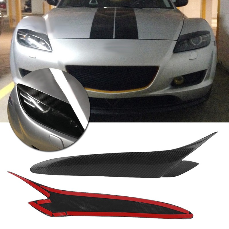 1 Pair Car Real Carbon Fiber Headlight Eyebrow Eyelid Trim