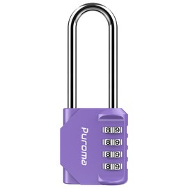 Puroma 1 Pack 2.6 Inch Long Shackle Combination Lock 4 Digit Outdoor Waterproof Padlock for School Gym Locker, Sports Locker, Fence, Gate, Toolbox, Case, Hasp Storage (Purple)