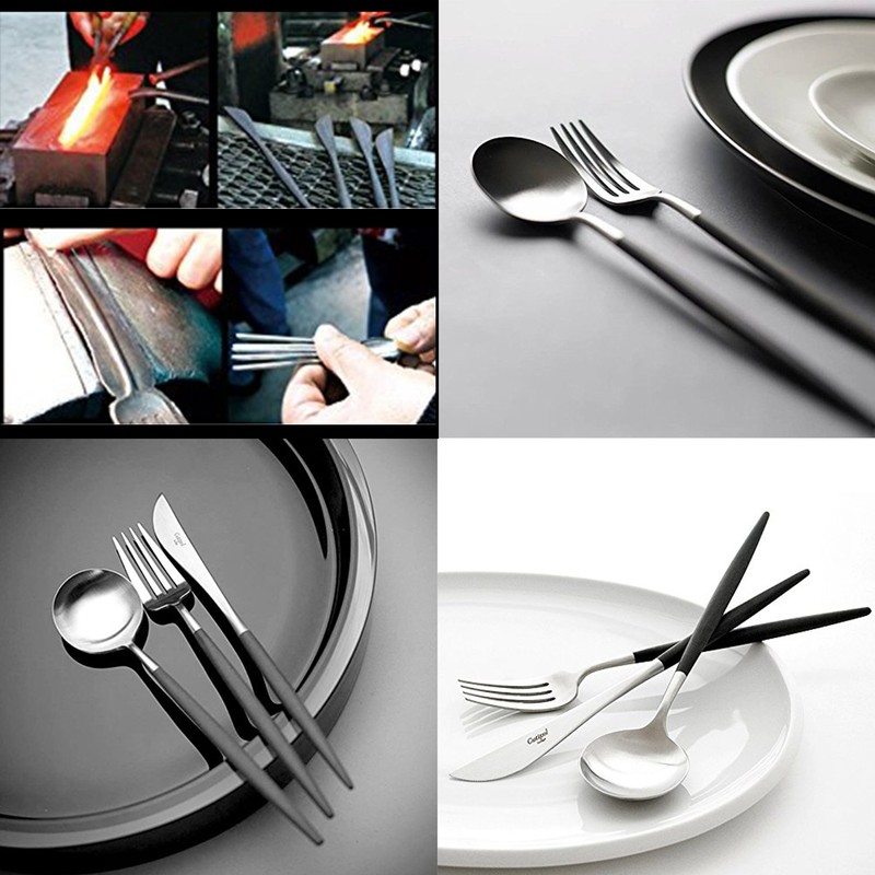 Kuchipole GO.08 Dessert Spoon GOA Silver x Black