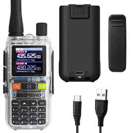 BaoFeng UV-5R Mini Radio,5R Mini Dual Band Walkie Talkies,App Programming,Copy Frequency,5W Power,999 Channels,USB-C Fast Charging (Transparent-1Pack)