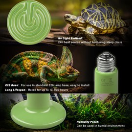 Simple Deluxe 150W 2-Pack Ceramic Heat Emitter Reptile Heat Bulb No Light, LCD Digital Aquarium Thermometer, for Reptile Amphibian, 2 Pack, Green