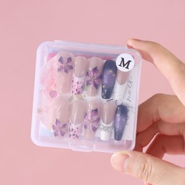 ADAIER Handmade Press On Nails, French Nails,wedding, party,Short Coffin Nails Set for Handmade,Reusable Opaque Nails in 10 Nail Kit for Women(Z-02) (Z23, S)