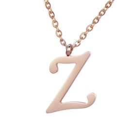 Morella Ladies' Necklace with Letter Pendant, Stainless Steel, Rose Gold, in Gift Bag, Stainless Steel