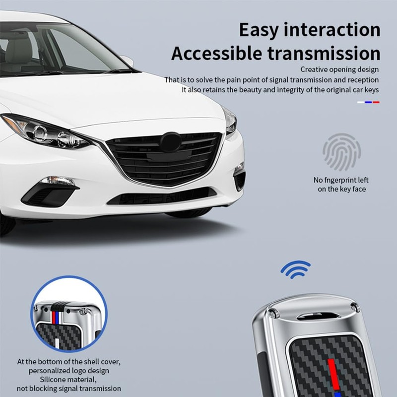 ontto 3-Button Key Cover Fit for Mazda 3 Hatchback Carbon
