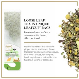 Ronnefeldt LeafCup Magic Moringa – Herbal Chai with Ginger, Moringa Leaves & Lemon Peel – 15 Individually Wrapped Loose Leaf Tea Bags