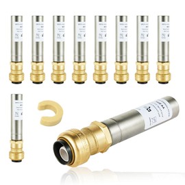 HeSun 10-Pack Stainless Steel Straight Water Hammer Arrestor, 1/2-Inch Push-Fit Connection with Disconnect Clip Tool