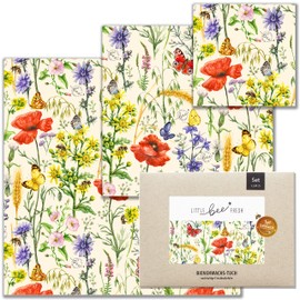 little bee fresh Organic Beeswax Cloths Starter Set from Germany – Wax Paper for Food – Natural & Plastic-Free Fresh – Handmade Oilcloth Made from Organic Raw Materials S/M/L (Bee Dream)