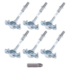 SKIR'CO Pack of 6 Pipe Brackets for Diameter 20-25 mm Pipes, Clamps, Pipe Supports for Wall and Ceiling Mounting (6 Pieces, with pH Screwdriver Bit)
