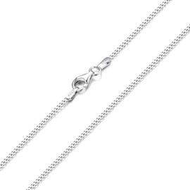 CASSIECA Women's 925 Silver Chain, 925 Silver Chain, Without Pendant, Curb Chain, 1.5 mm Necklace, Silver Chains for Women, Girls, 41-61 cm, Sterling silver