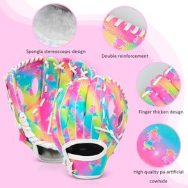 Ausletie Kids Baseball Glove, Softball Gloves, Kids Girls Toddlers Baseball Softball Mitt, 9''-10.5'' T-Ball Gloves for Training and Beginner Play, Left Hand Glove, Right Hand Throw