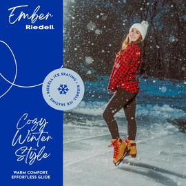Riedell Ember Recreational Ice Skates for Women and Men - Comfortable Suede Leather Figure Skates with Lightweight PVC Outsoles and Fold-Over Collars - Cider - 10