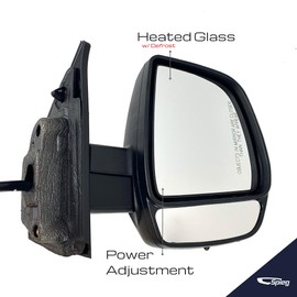 Spieg Passenger Side Mirror for 2015-2022 Ram Promaster City | Right Side View Mirror Assembly Power Adjustment Heated Glass Manual Folding Temperature Sensor Turn Signal Light | Textured Black 8 Pins