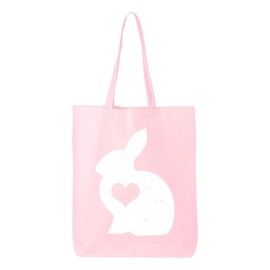 shop4ever Easter Bunny Rabbit with Heart Eco Cotton Tote Reusable Shopping Bag Light Pink ECO 1