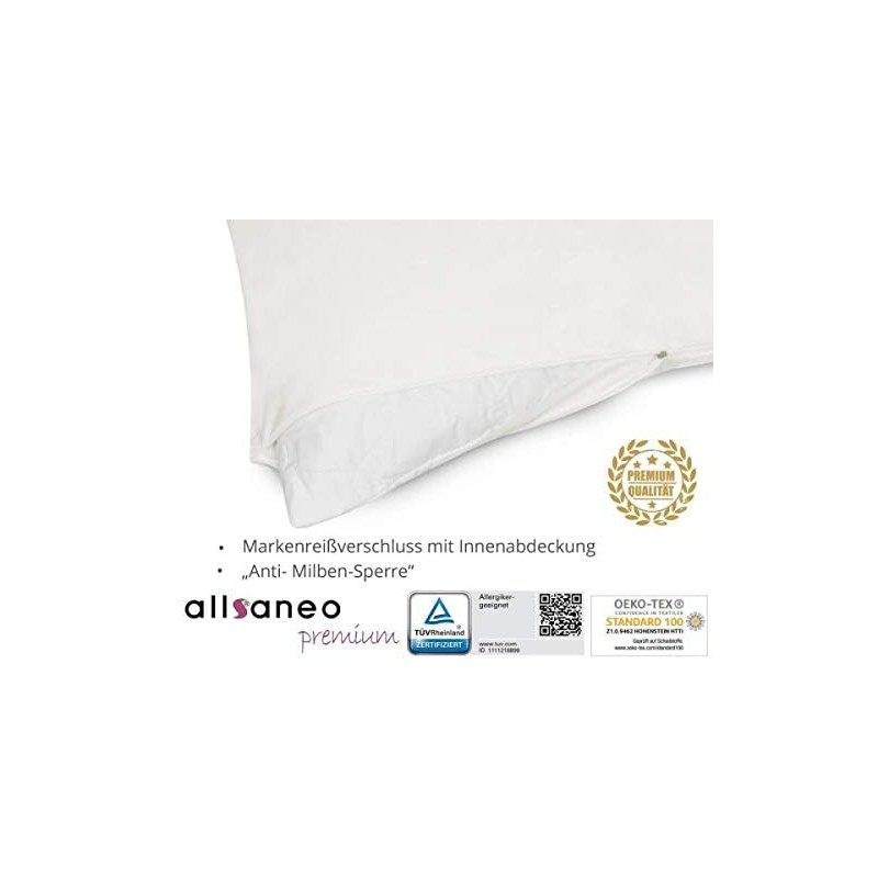 allsaneo Premium Allergy Sufferers Pillowcase 50 x 50 cm Allergy