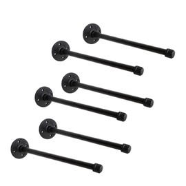 1/2" Industrial Black Iron Pipe Shelf Brackets, Rustic Wall Mounted DIY Shelving Brackets Hanging Custom Pipe Brackets for Floating Shelves (6, 12")