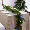 Glitzhome Set of 2 9ft Pre-Lit Greenery Christmas Garlands, Xmas