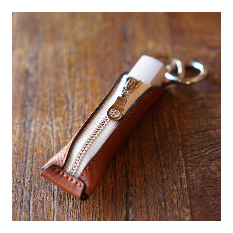 Lip balm case cosmetics key ring - black + initial