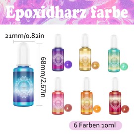 Altaroo Epoxy Resin Paint Paste 6 Colours, Epoxy Resin Colours, Pearlescent Liquid, Colours for Hartz Paint, UV Resin, Resin Dye, 10 ml Each