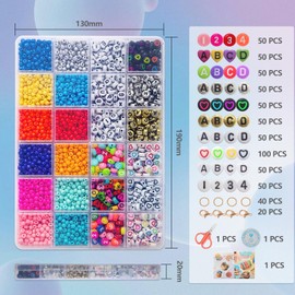 2160 Pieces 4 mm Beads for Bracelets Bracelet Set DIY with Beads Letters A-Z Letter Beads Set, Round Letter Beads for Threading Adults for Parties, Holidays, Birthdays etc