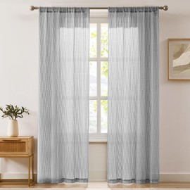 Lush Decor - Curtains, Textured Sheer Window Panels, Knitted Style Home Decor (Mila Silver, 84" x 38")
