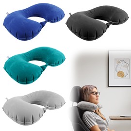 Pack of 4 Travel Pillows, Inflatable Travel Pillow, Multifunctional U-Shaped Travel Neck Pillow, Refillable Neck Pillow, U Shape Pillow, Suitable for Sleeping Rest, Airplane, Car, Office and Camping