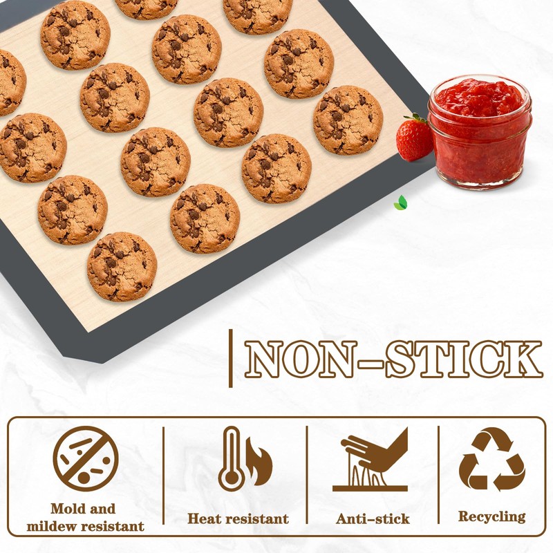 Ninsula Silicon Baking Mats, 15.7"x11.8" 2-Pack Reusable Silicon Baking Mat