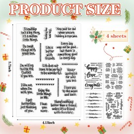 Outus 4 Pcs Merry Christmas Words Clear Stamps Blessing Sentiment Words Silicone Stamps for Card Making Christmas Crafting Pattern Christian DIY Scrapbooking Photo Album Decoration(Classic)