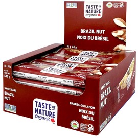Taste of Nature Barra De Refrigerio De Nueces De Brasil Orgánicas - Barras De Refrigerios Saludables, Sin Gluten, Sin Ogm, Veganas Con Nueces Mixtas, Frutas Y Semillas - Paquete De 16 Refrigerios X 40