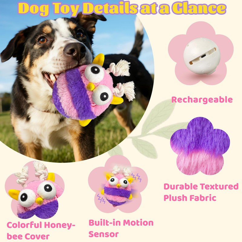 GUKCO Moving Dog Toys – Rechargeable Interactive Dog Squeaky Toy